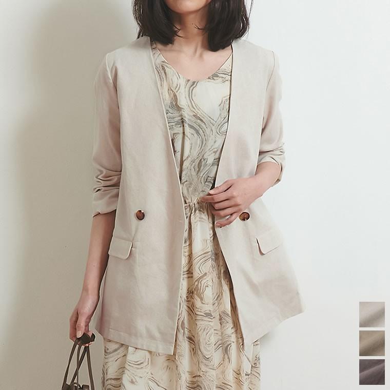 ジャケット レディース ノーカラージャケット ノーカラー リネン混 綿混 コットンブレンド レーヨン混 春夏 Reedit リエディ 通販 Yahoo ショッピング