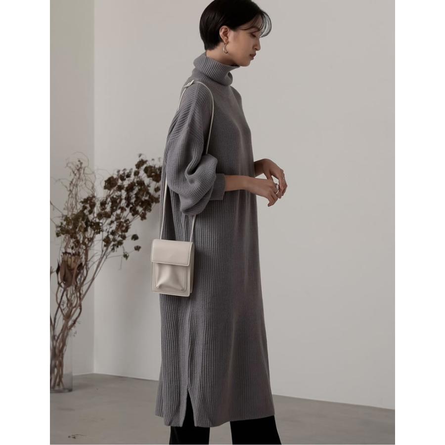 ニットワンピース レディース デザイン袖 秋冬 Vネック タートルネック 長袖 ロング丈 畦編み ニット リラックス Reedit リエディ 通販 Yahoo ショッピング