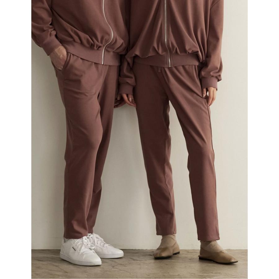 パンツ 秋冬 レディース メンズ ペアルック ユニセックス テーパードパンツ セットアップ ルームウェア 男女兼用 親子ペア 低身長向け I.W.U | Re:EDIT | 16