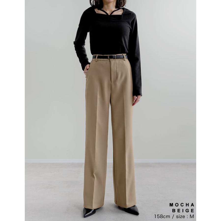 スラックス レディース パンツ 低身長 高身長 カラーパンツ ベルトループ ウエストバックゴム ポケットあり セットアップ対応 春夏[mb] | Re:EDIT | 21