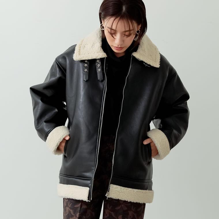 フライトジャケット レディース 秋冬 ボアコート 裏ボア ボアジャケット アウター 羽織り 上着 防寒 エコレザー ヴィーガンレザー フェイクレザー Reedit リエディ 通販 Yahoo ショッピング