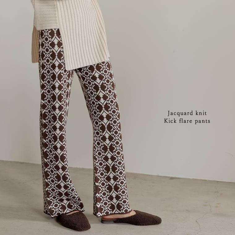ジャガードパンツ レディース ニットパンツ 総柄 低身長向け 神山まりあさん着用 21秋冬 21a W 21aw Reedit リエディ 通販 Yahoo ショッピング