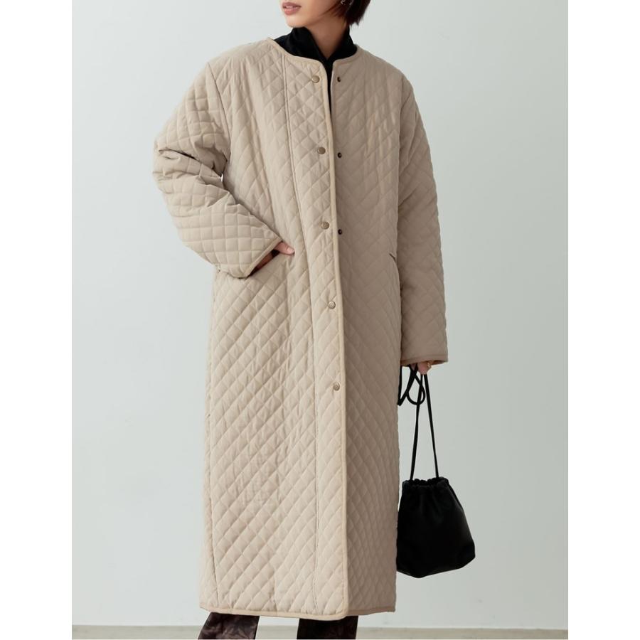 オータムセール キルティングコート レディース アウター キルティングジャケット ロングコート ノーカラーコート 中綿ジャケット 上着 Reedit リエディ 通販 Yahoo ショッピング