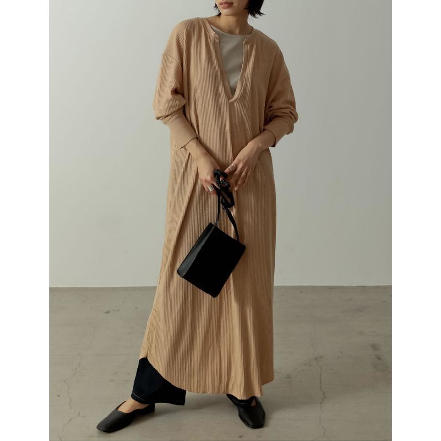 ワンピース レディース ワッフル生地 カフタンワンピース スキッパー キーネック マキシ丈 ロング丈 長袖 21春 Reedit リエディ 通販 Yahoo ショッピング