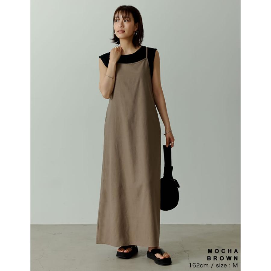 ワンピース レディース キャミワンピース バックリボン バックシャン リネンブレンド リネンワンピース 低身長向け 高身長向け Reedit リエディ 通販 Yahoo ショッピング