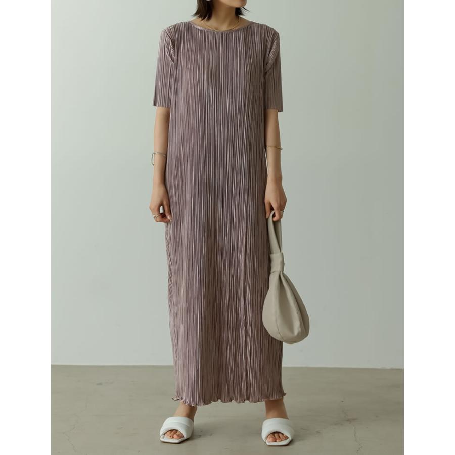 プリーツワンピース レディース グロッシーサテンプリーツ 5分袖 ロング丈 サテンワンピース Scサイズ 低身長向け Reedit リエディ 通販 Yahoo ショッピング