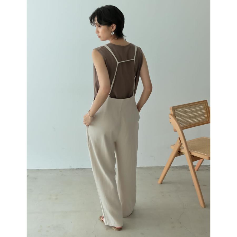 サロペット レディース バックシャン オールインワン フルレングス 綿