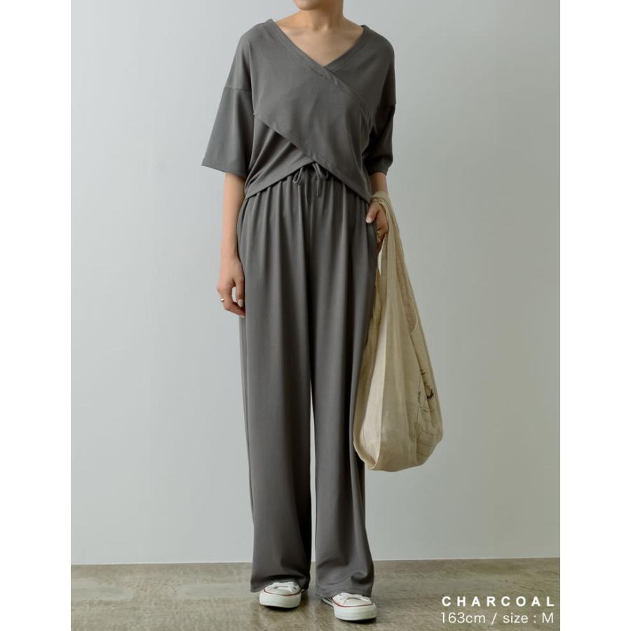 トップス レディース カットソー カシュクール ルームウェア ワンマイルウェア セットアップ | Re:EDIT | 16