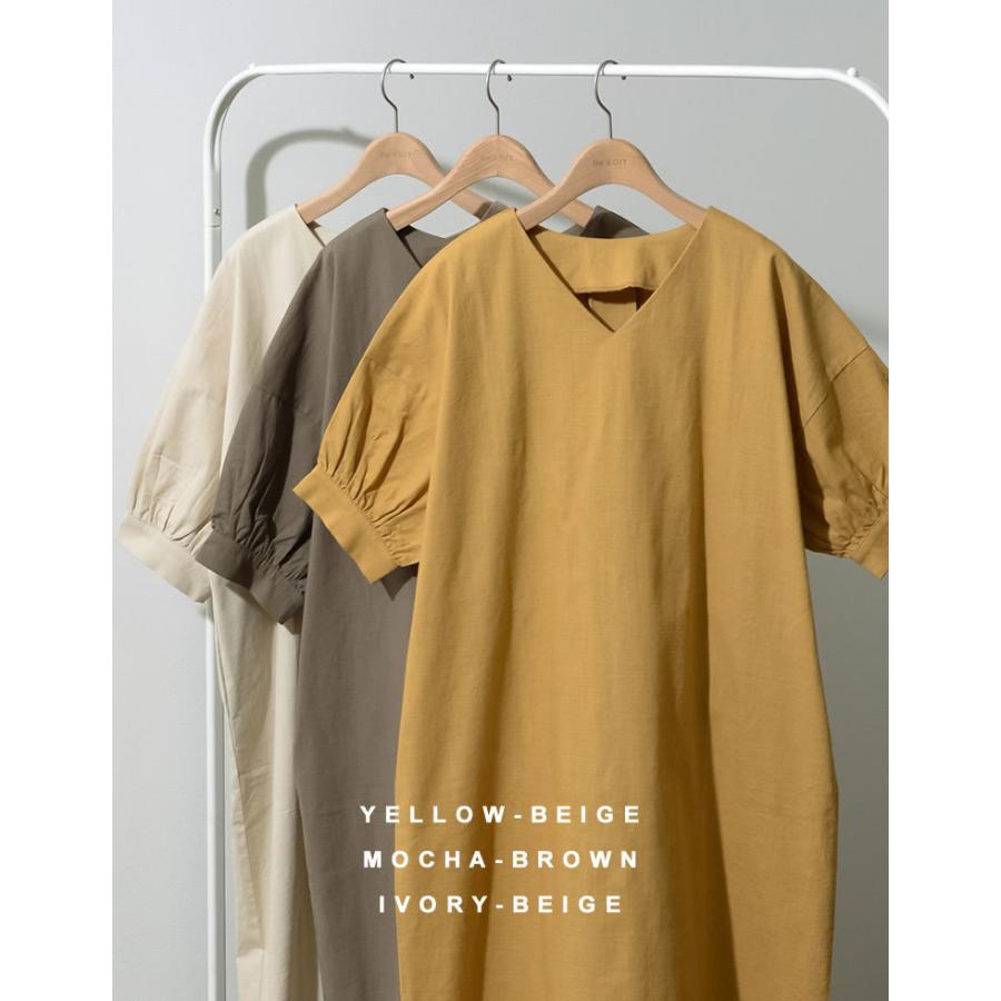 ワンピース レディース ロング丈 パフスリーブ ボリュームスリーブ ストレッチコットン 低身長向け 高身長向け ストレッチコットン 8 頃発送 Reedit リエディ 通販 Yahoo ショッピング