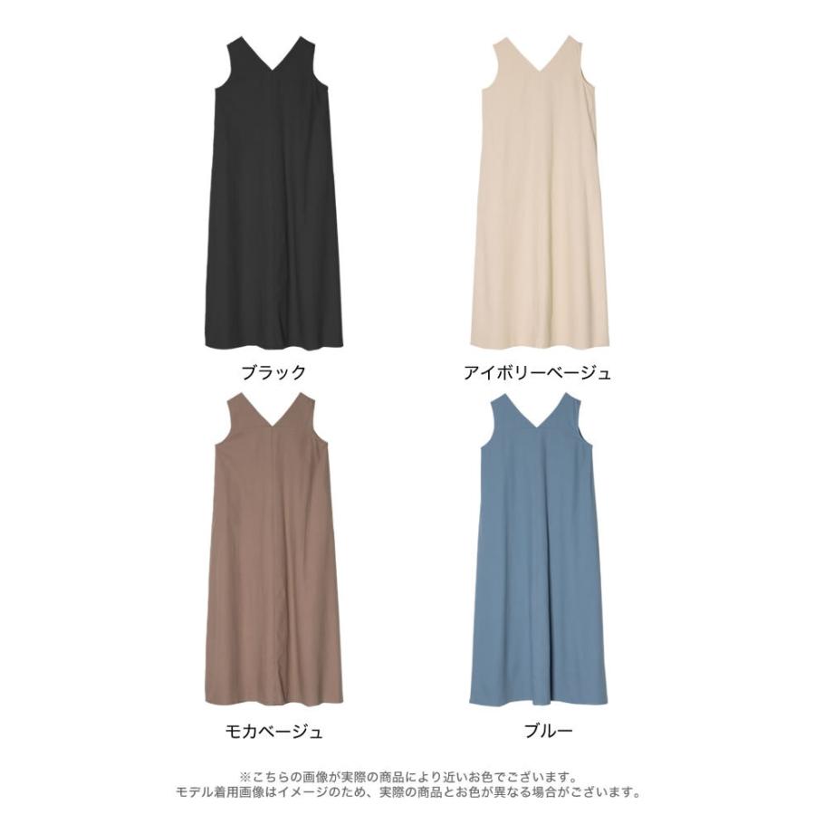 ワンピース レディース テントワンピース ノースリーブ Vネック ロング丈 マキシワンピース 前後2way リネンブレンド 低身長向け 高身長向け Reedit リエディ 通販 Yahoo ショッピング