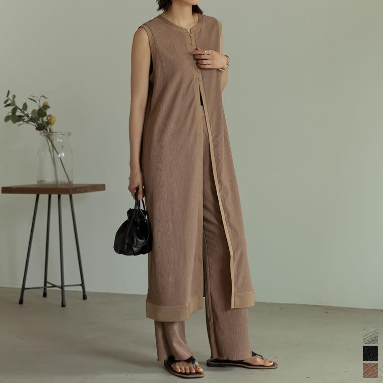ワンピース ロングベスト レディース カットシャーリング レイヤード ロング丈 ノースリーブ SCサイズ 低身長向けSサイズ対応 | Re:EDIT
