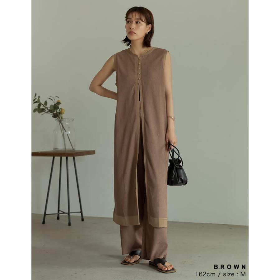 ワンピース ロングベスト レディース カットシャーリング レイヤード ロング丈 ノースリーブ SCサイズ 低身長向けSサイズ対応 | Re:EDIT | 14