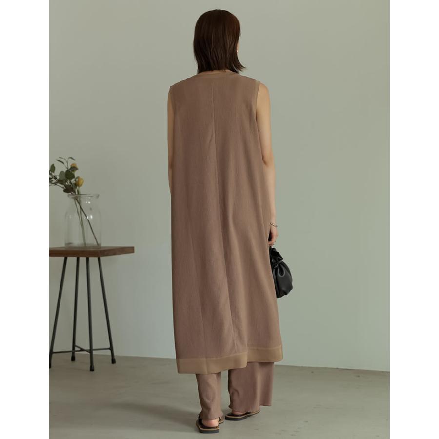 ワンピース ロングベスト レディース カットシャーリング レイヤード ロング丈 ノースリーブ SCサイズ 低身長向けSサイズ対応 | Re:EDIT | 16