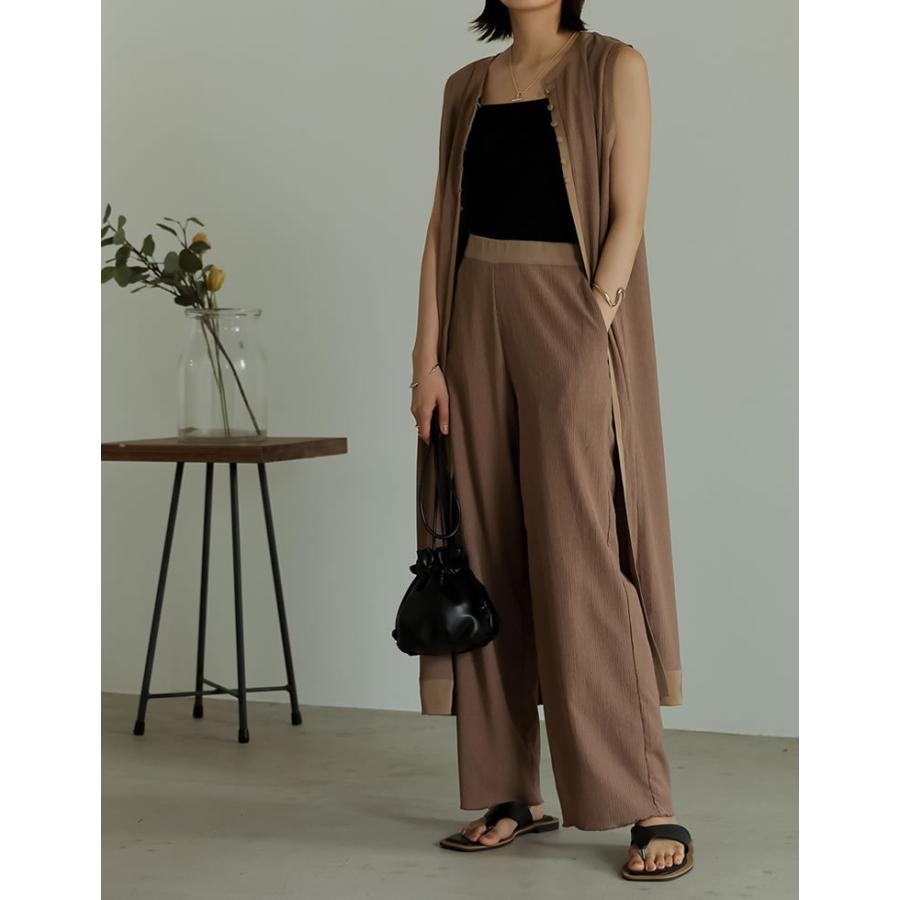 ワンピース ロングベスト レディース カットシャーリング レイヤード ロング丈 ノースリーブ SCサイズ 低身長向けSサイズ対応 | Re:EDIT | 17