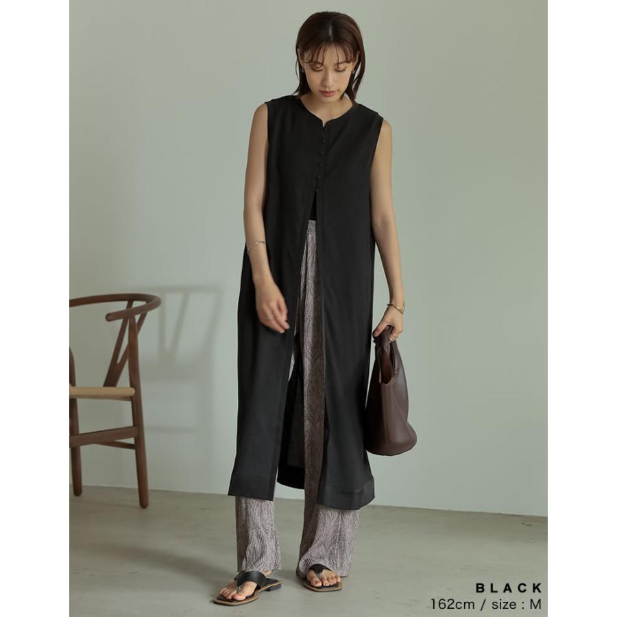 ワンピース ロングベスト レディース カットシャーリング レイヤード ロング丈 ノースリーブ SCサイズ 低身長向けSサイズ対応 | Re:EDIT | 10
