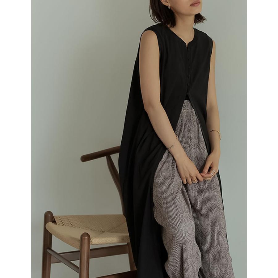 ワンピース ロングベスト レディース カットシャーリング レイヤード ロング丈 ノースリーブ SCサイズ 低身長向けSサイズ対応 | Re:EDIT | 12