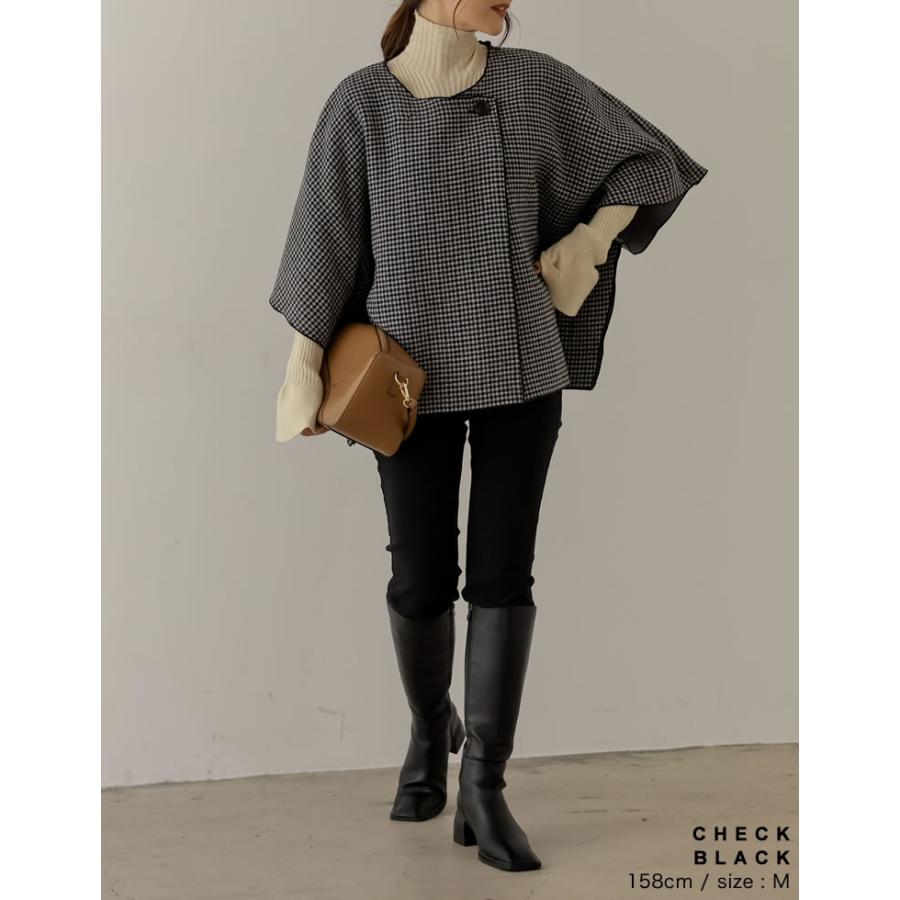 美品✨ラルフローレン ポンチョ ケープ チェック 千鳥格子 レザー