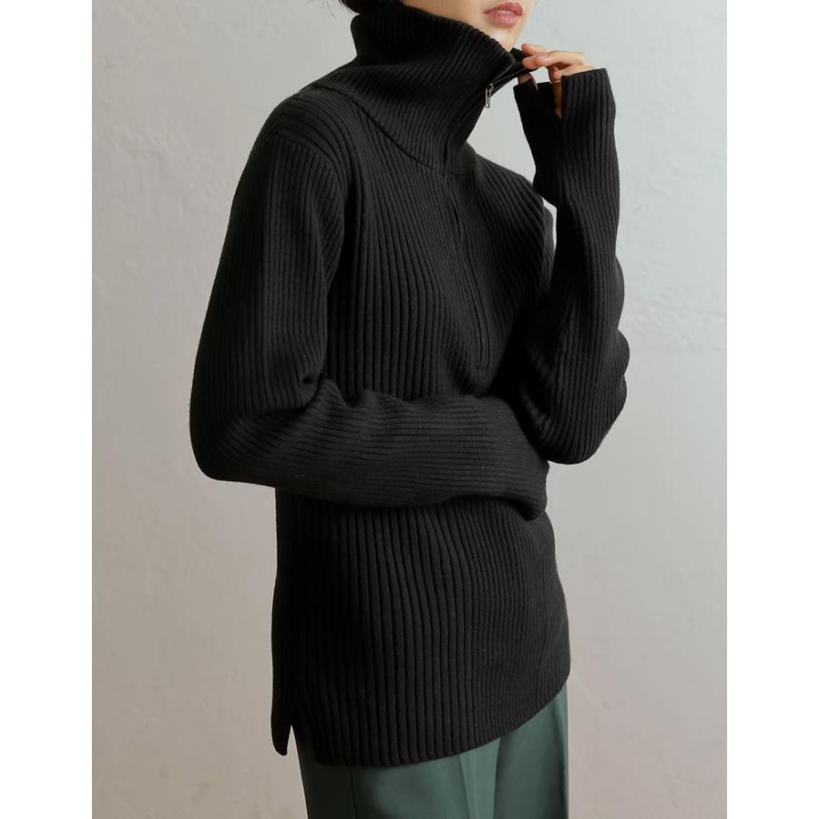 ハーフジップリブニット ハーフジップニット | レディースファッション通販 - DHOLIC