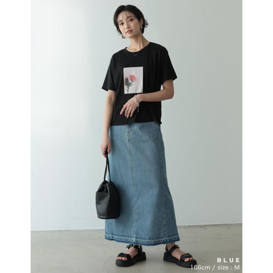 デニムスカート レディース ロングスカート リサイクルコットンデニム Aライン フレアスカート サステナブル エシカル 低身長向け 春夏 | Re:EDIT | 09