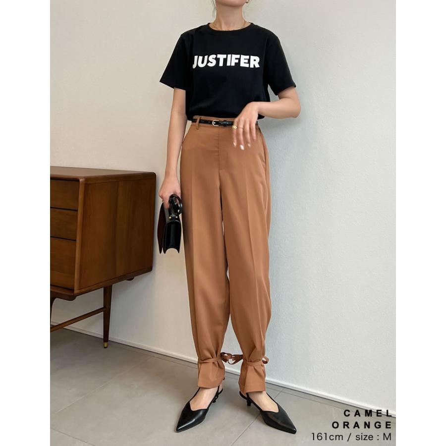 Re:EDIT パンツ レディース 2WAY センタープレスパンツ 裾リボン