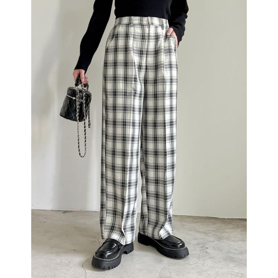 Re:EDIT（リエディ） パンツ レディース チェック柄パンツ ストレート