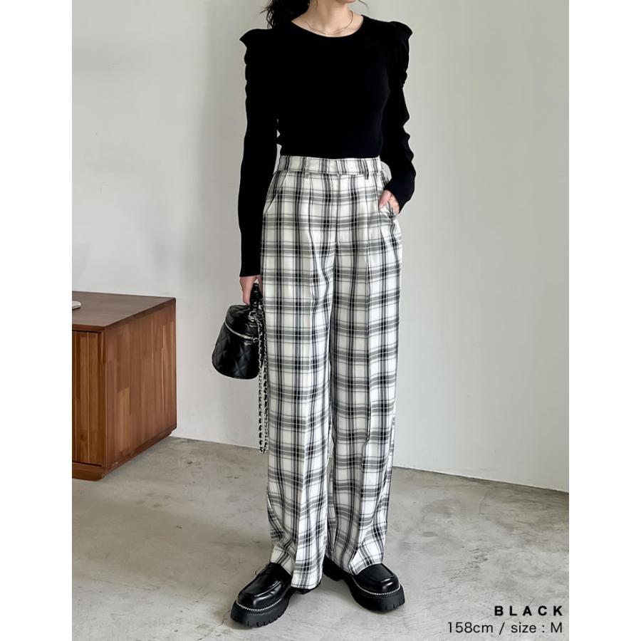 Re:EDIT（リエディ） パンツ レディース チェック柄パンツ ストレート