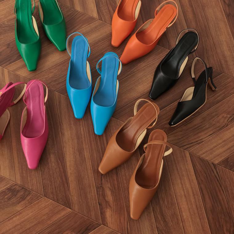 ミュール レディース パンプス サンダル バックストラップ ポインテッドトゥ カラーシューズ 大きいサイズ 7cmヒール 最大94 Offクーポン