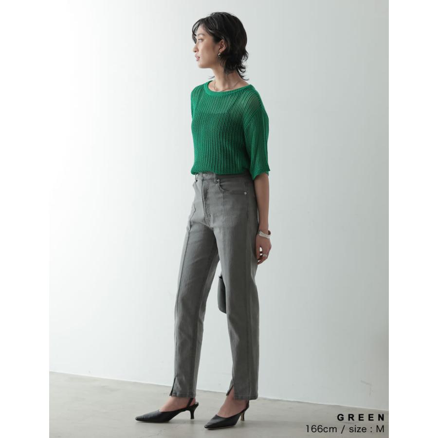 シャネル　リブ編み 半袖ニット トップス ライトグリーン　チビニット　薄緑 シャネル リブ編み 半袖ニット トップス ライトグリーン チビニット 薄