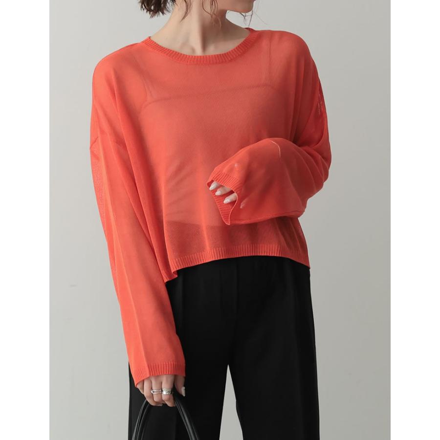 OUTLET SALE】ニットトップス レディース シアーニット クルーネック ...