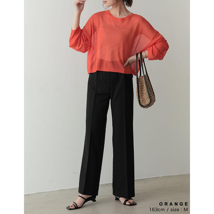OUTLET SALE】ニットトップス レディース シアーニット クルーネック ...