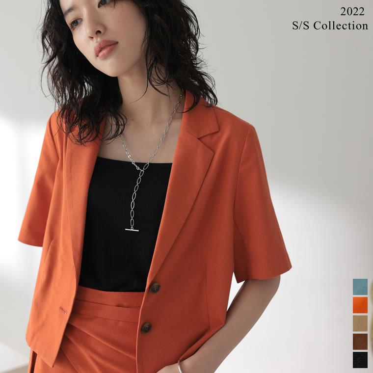 ジャケット レディース テーラードジャケット セットアップ対応 綿麻 ショート丈 クロップド丈 22s Scollection 22春夏 Reedit リエディ 通販 Yahoo ショッピング