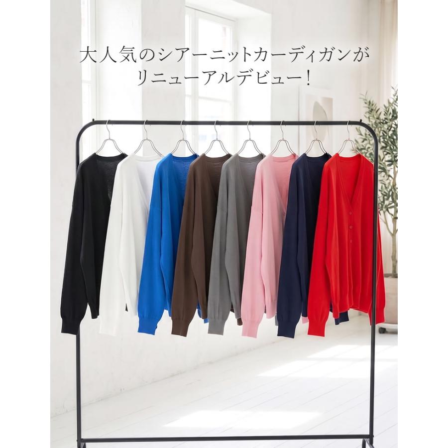 カーディガン サマーニット レディース シアー トップス M/L 羽織り 紫外線対策 接触冷感 冷房対策 長袖 手洗い可能 春夏[mb] | Re:EDIT | 10