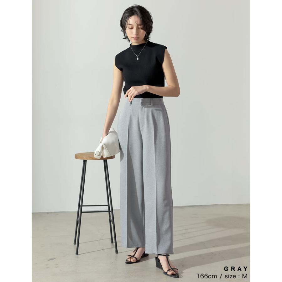 【mm】 ストレートパンツ Re:EDIT ストレートパンツ レディース センタープレスパンツ