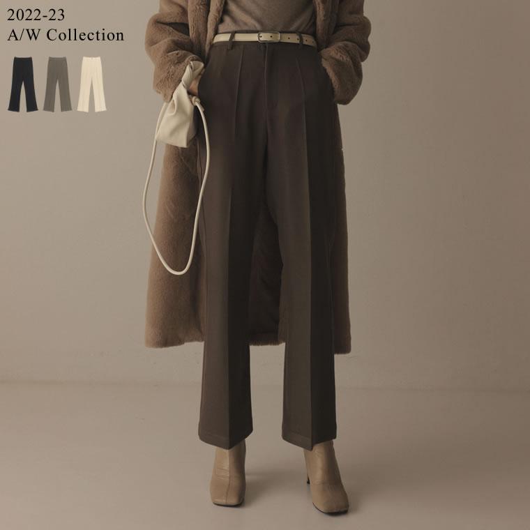 セミフレアパンツ レディース パンツ ストレッチツイル スラックス 低身長向け 高身長向け 秋冬 | Re:EDIT