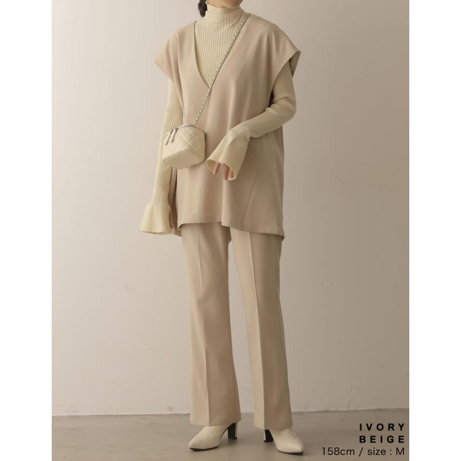 セミフレアパンツ レディース パンツ ストレッチツイル スラックス 低身長向け 高身長向け 秋冬 | Re:EDIT | 15