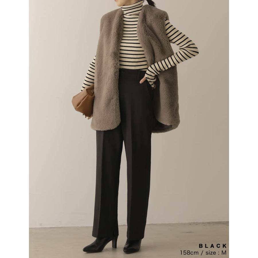 セミフレアパンツ レディース パンツ ストレッチツイル スラックス 低身長向け 高身長向け 秋冬 | Re:EDIT | 08