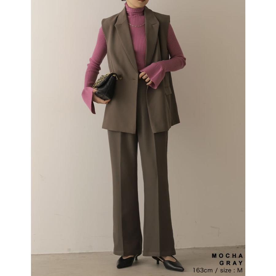 セミフレアパンツ レディース パンツ ストレッチツイル スラックス 低身長向け 高身長向け 秋冬 | Re:EDIT | 12