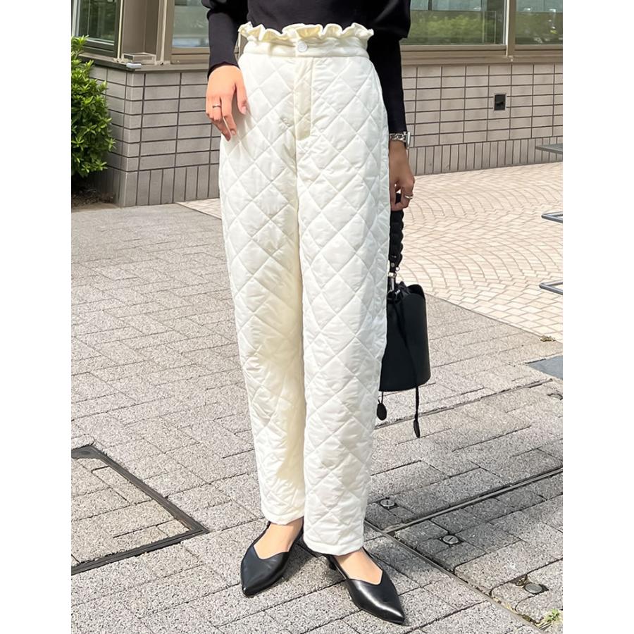 テーパードパンツ レディース パンツ キルティングパンツ 中綿入り ハイウエスト 低身長向け 高身長向け 2023秋冬 | Re:EDIT | 04