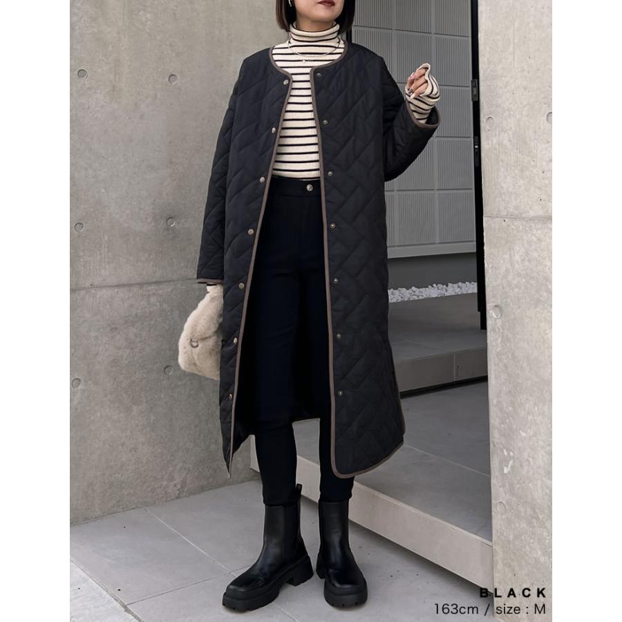 Re:EDIT（リエディ） ロングコート レディース 中綿 パイピング 軽量