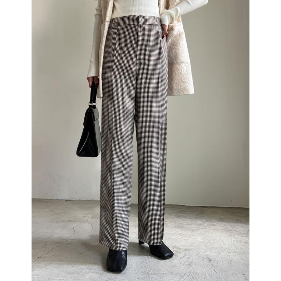 Re:EDIT（リエディ） パンツ レディース スラックス チェック柄パンツ