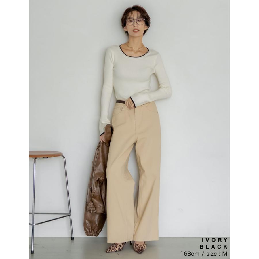 【まとめ買い】 ニット トップス セーター 長袖 レディース 11色 M/L リブニット 袖フレア 配色 カラーニット クルーネック 2025秋冬[mb] | Re:EDIT | 13