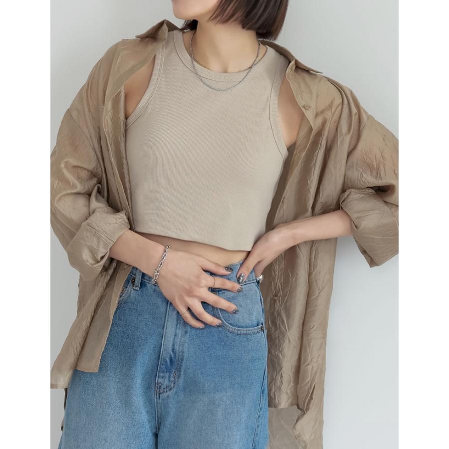 SUKALA】アメリカンスリーブギャザータンクトップ サンド