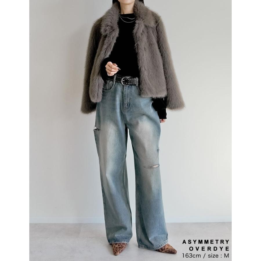 デニム ジーンズ レディース パンツ 低身長 高身長 ストレート サイドスリット ダメージ加工 ポケットあり 春夏 | Re:EDIT | 21