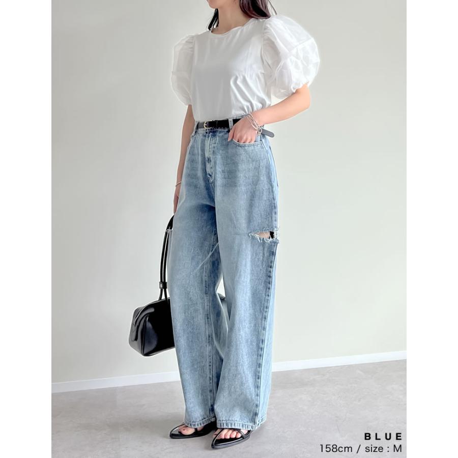 Re:EDIT デニム レディース パンツ ストレート ジーンズ サイド  