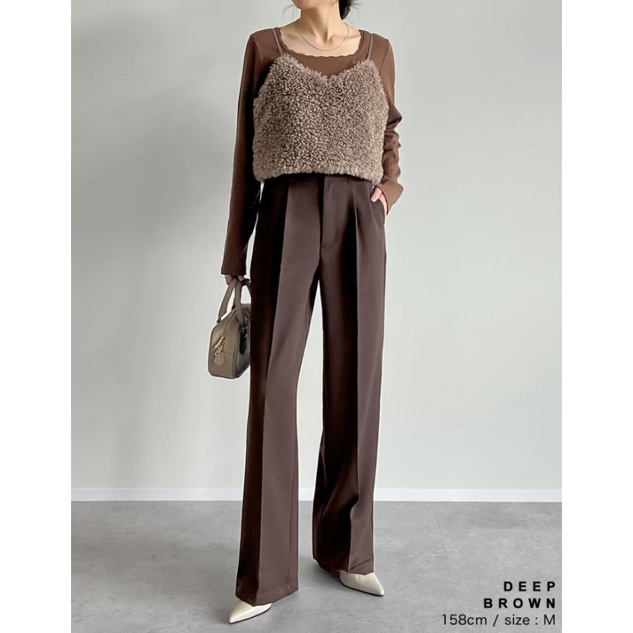 パンツ スラックス ワイドパンツ レディース 低身長 高身長 9サイズ 7色 センタープレス タックパンツ カラーパンツ 2025秋冬[mb] | Re:EDIT | 22