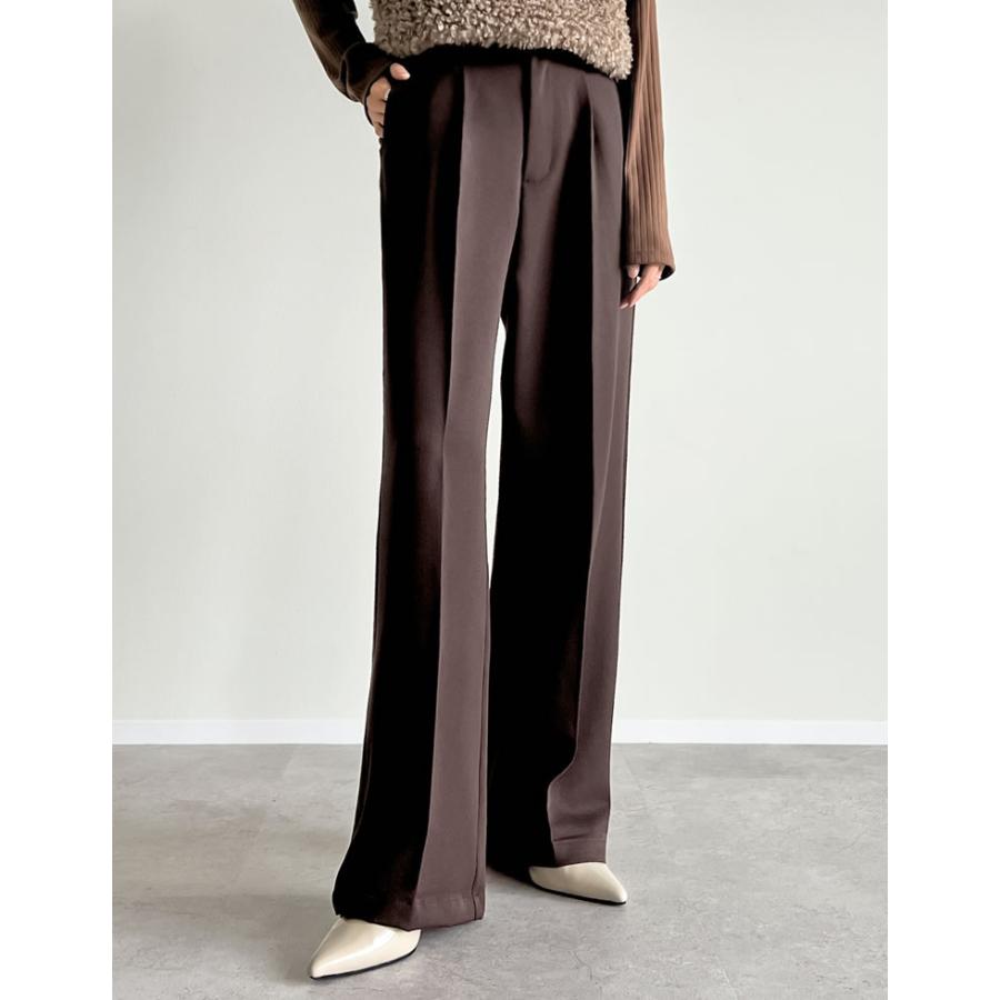 パンツ スラックス ワイドパンツ レディース 低身長 高身長 9サイズ 7色 センタープレス タックパンツ カラーパンツ 2025秋冬[mb] | Re:EDIT | 15