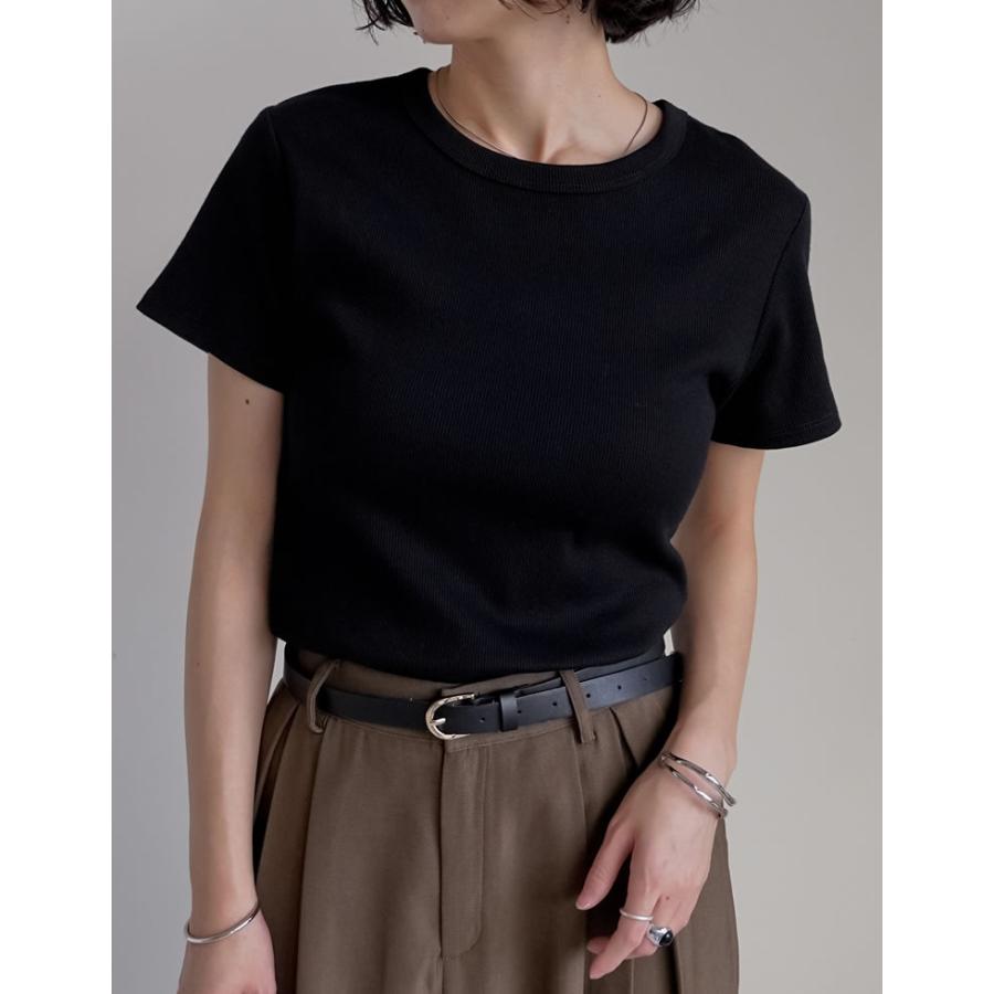 Tシャツ レディース トップス カットソー 半袖 リブカットソー インナー ストレッチ 新色追加 晩夏 XL 2025春夏[mb] | Re:EDIT | 21