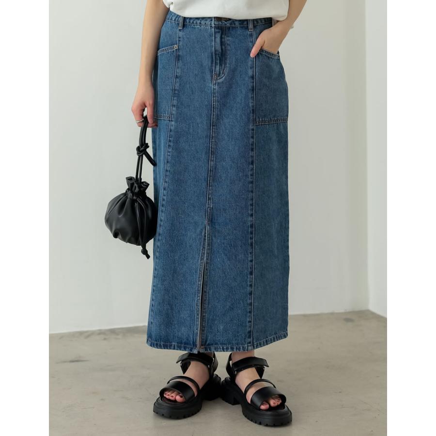 スカート レディース デニムスカート デニム ジーンズ ロングスカート マキシスカート マキシ丈 ロング丈 低身長向け 2023春夏 | Re:EDIT | 04