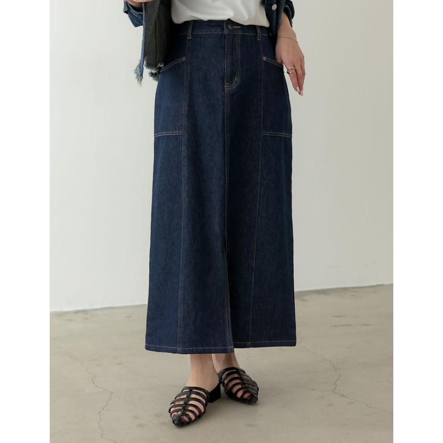 スカート レディース デニムスカート デニム ジーンズ ロングスカート マキシスカート マキシ丈 ロング丈 低身長向け 2023春夏 | Re:EDIT | 06