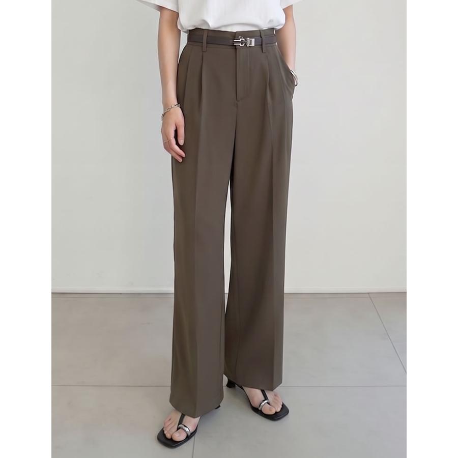 ワイドパンツ レディース パンツ 低身長 高身長 スモール トール XL スラックス ベルトループ ウエストバックゴム ポケットあり 春夏[mb] | Re:EDIT | 17